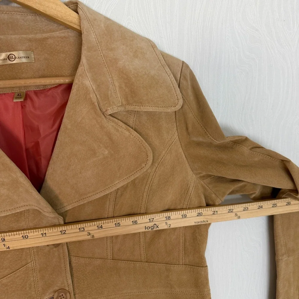 Wilsons Leather Suede Jacket Womens XL Tan Excellent 70s Style Boho Coat